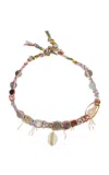 Joie Digiovanni 18k Yellow Gold Sapphire Shell Multi-stone Necklace In Pink