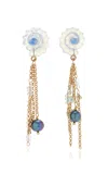 Joie Digiovanni Aquamarine Dream 14k Rose Gold Blue Opal Seashell Pearl Chain Earrings