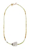 Joie Digiovanni Garnet; Diamond And Pearl Necklace In Multi
