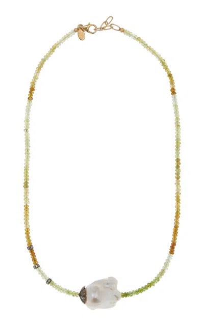 Joie Digiovanni Garnet; Diamond And Pearl Necklace In Multi
