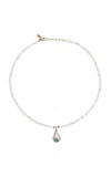 Joie Digiovanni Gemburst 18k Yellow Gold Diamond Aquamarine Necklace In Blue