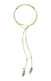Joie Digiovanni Green Grossolar 14k Yellow Gold Garnet Diamond Pearl Necklace