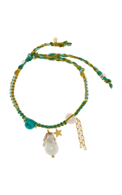 Joie Digiovanni Mexican Dream 18k Yellow Gold Baroque Pearl Turquoise Anklet