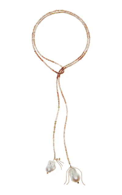 Joie Digiovanni Ombre Cinnamon 14k Yellow Gold  Pearl Necklace In Brown
