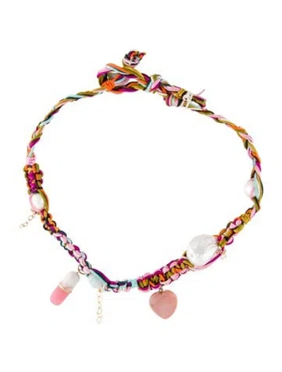 Pre-owned Joie Digiovanni Pearl & Multistone Pill Popping Pink Barbie Necklace, 19"