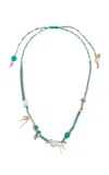 Joie Digiovanni Sand Knotted Silk Turquoise; And Pearl Necklace In Blue