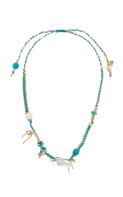 Joie Digiovanni Sand Knotted Silk Turquoise; And Pearl Necklace In Multi