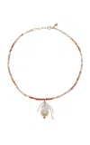 Joie Digiovanni Smooth Cinnimon 14k Yellow Gold Opal Pearl Necklace