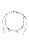 Joie Digiovanni Summer Sky Angel Silk Pearl Rocker Necklace In Blue