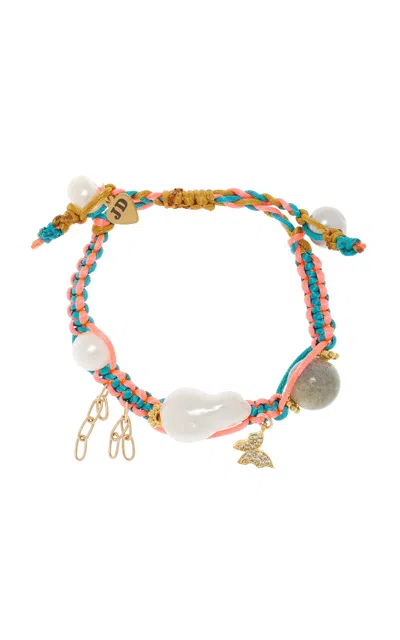 Joie Digiovanni Tropical Mermaid Knotted Silk 18k Yellow Gold Multi-stone Bracelet