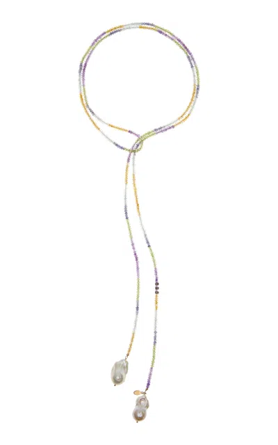 Joie Digiovanni Water Ice 18k Yellow Gold Diamond Baroque Pearl Necklace In Multi