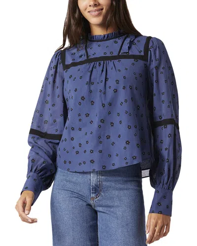 Joie Duras Long Sleeve Cotton Top In Blue