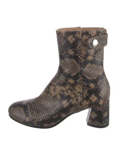 Pre-owned Joie Embossed Leather Animal Print Boots In Multi