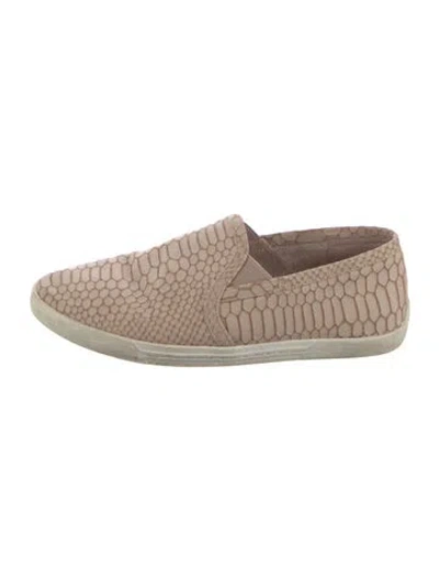 Pre-owned Joie Embossed Leather Animal Print Flats In Neutral