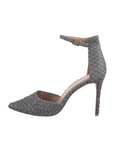 Pre-owned Joie Embossed Leather Printed D'orsay Pumps In Gray