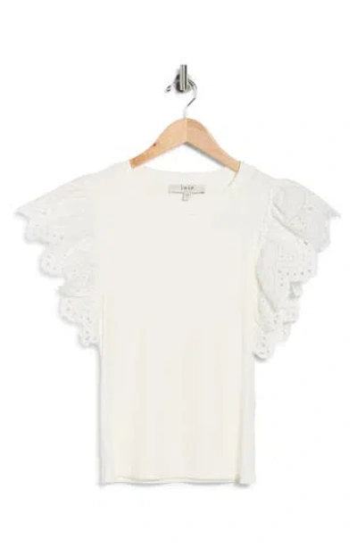 Joie Embroidered Cap Sleeve Top In Neutral