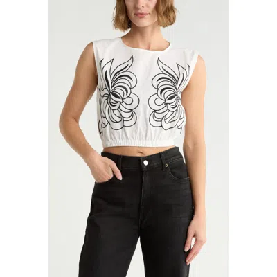Joie Embroidered Crop Top In White