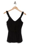 Joie Emeri Ruffle Sleeveless Silk Top In Caviar