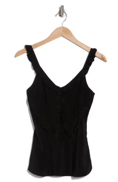 Joie Emeri Ruffle Sleeveless Silk Top In Caviar