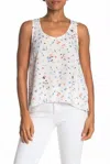 Joie Erla Side Slit Floral Print Sleeveless Blouse In White In White