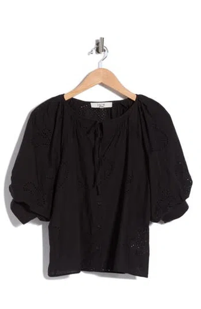 Joie Eyelet Embroidered Cotton Top In Black