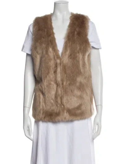 Pre-owned Joie Faux Fur Vest In Neutral