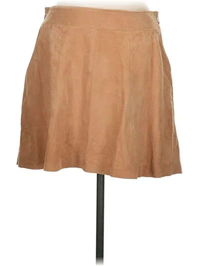 Pre-owned Joie Faux Leather Skirt In Tan