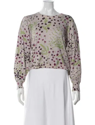 Pre-owned Joie Floral Print Crew Neck Sweater In Purple