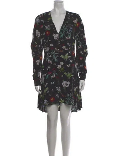 Pre-owned Joie Floral Print Knee-length Dress In Black