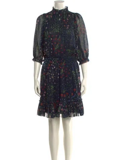 Pre-owned Joie Floral Print Knee-length Dress In Blue