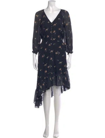 Pre-owned Joie Floral Print Knee-length Dress In Blue