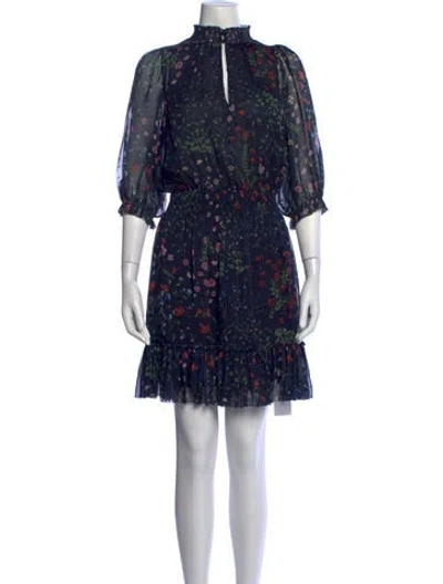 Pre-owned Joie Floral Print Knee-length Dress In Blue