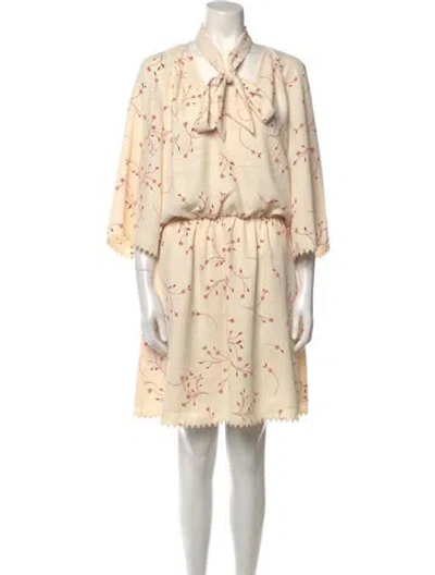Pre-owned Joie Floral Print Knee-length Dress In Neutral