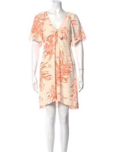 Pre-owned Joie Floral Print Knee-length Dress In Orange