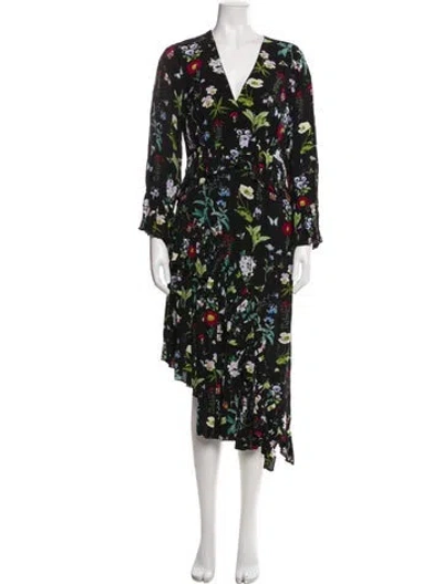Pre-owned Joie Floral Print Long Dress In Black