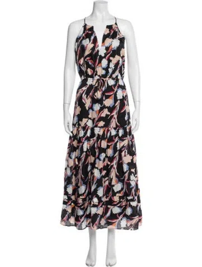 Pre-owned Joie Floral Print Long Dress In Black