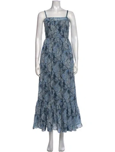 Pre-owned Joie Floral Print Long Dress In Blue