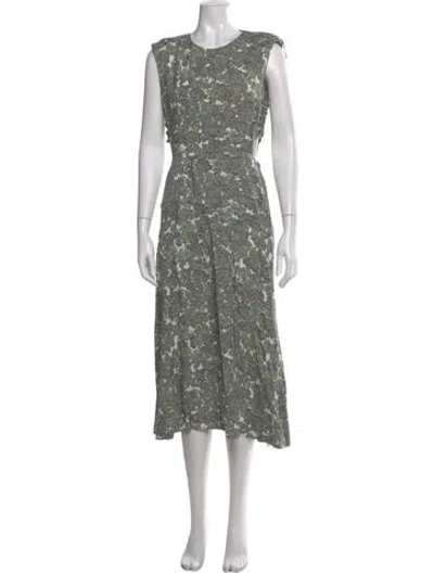 Pre-owned Joie Floral Print Long Dress In Green