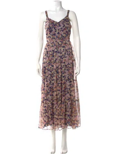 Pre-owned Joie Floral Print Long Dress In Multi