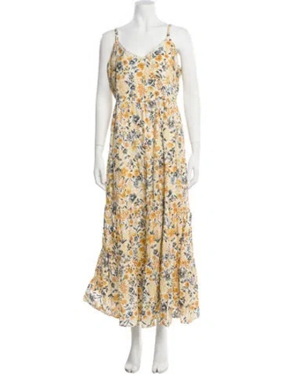 Pre-owned Joie Floral Print Long Dress In Neutral