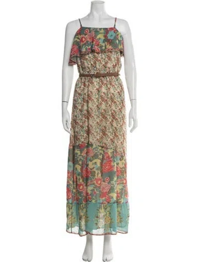 Pre-owned Joie Floral Print Long Dress In Neutral