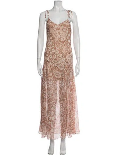 Pre-owned Joie Floral Print Long Dress In Pink