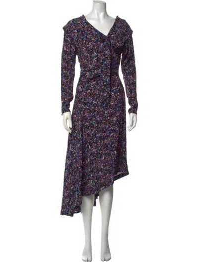 Pre-owned Joie Floral Print Long Dress In Purple