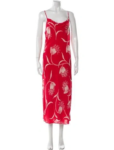 Pre-owned Joie Floral Print Long Dress In Red