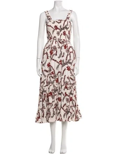 Pre-owned Joie Floral Print Long Dress In Red