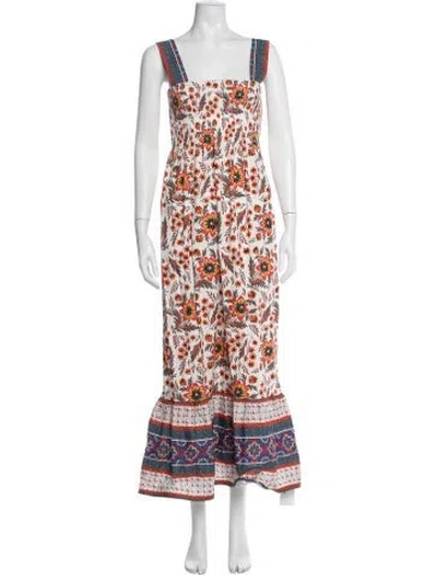 Pre-owned Joie Floral Print Long Dress W/ Tags In White