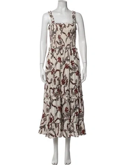 Pre-owned Joie Floral Print Long Dress In White