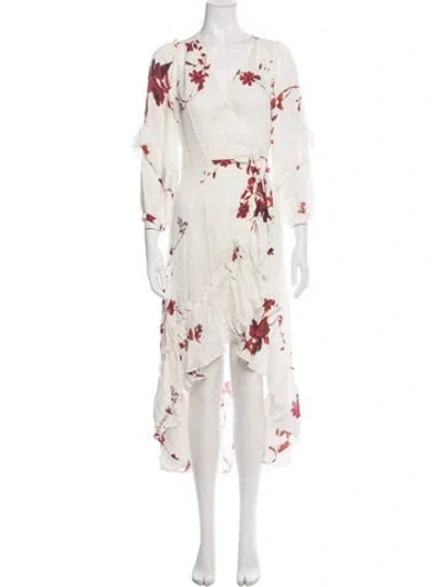 Pre-owned Joie Floral Print Long Dress In White