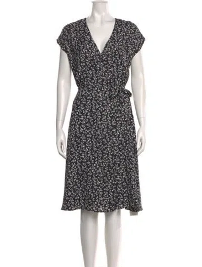 Pre-owned Joie Floral Print Midi Length Dress In Black