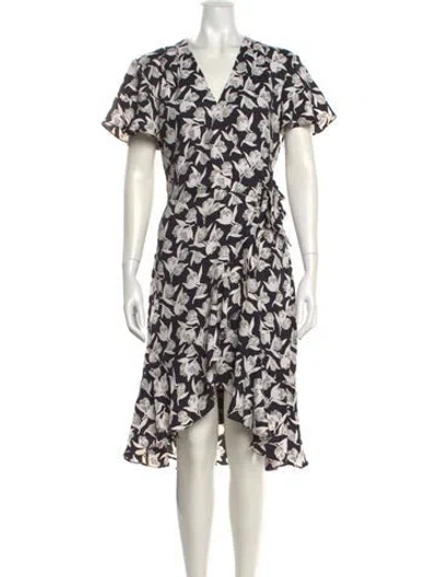 Pre-owned Joie Floral Print Midi Length Dress In Black